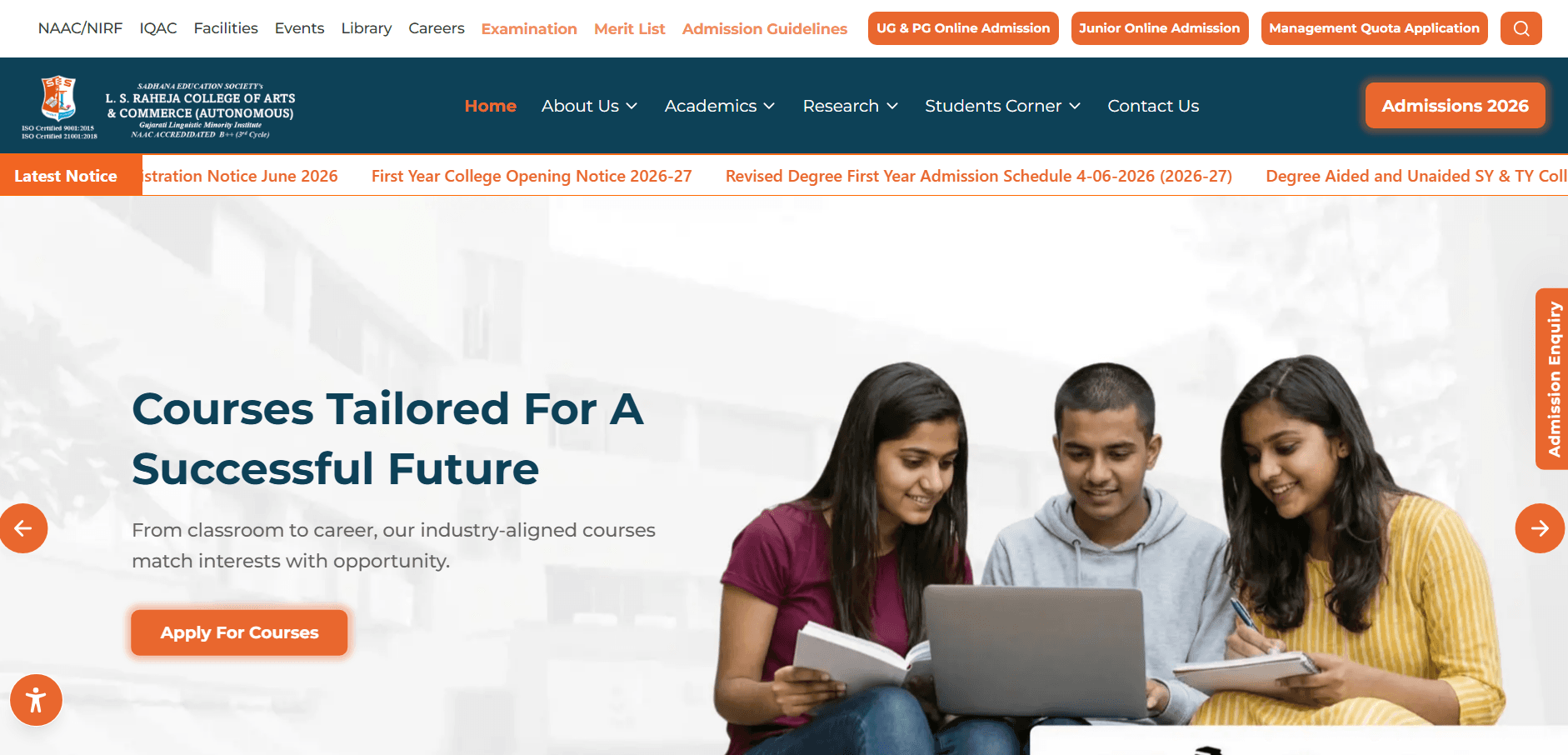 LS Raheja College Website